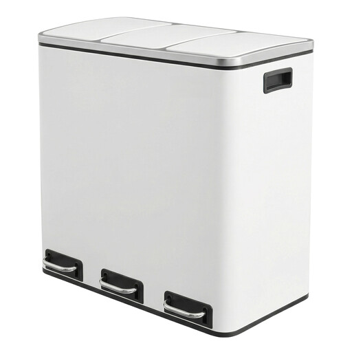 ochama Triple Recycling Bin, 3 x 18L in white