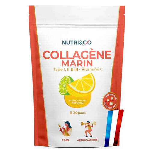 Nutri&Co Collagène Marin Type 1 2 et 3 goût Citron 180 g