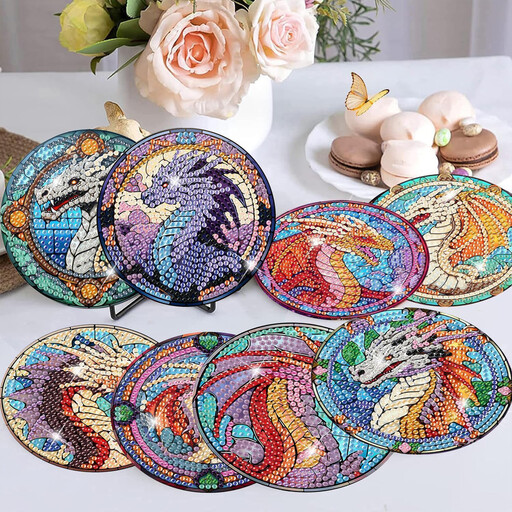 JU7CER 8-Piece Diamond Painting Coaster Set