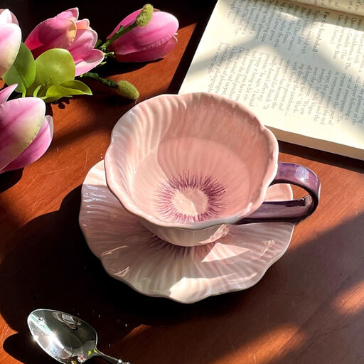 Set Tasse à Café et Soucoupe Fleur Rose YumiPLUS