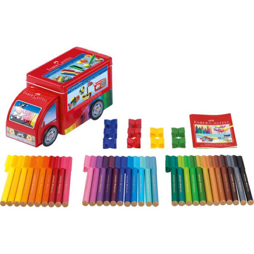 Faber-Castell Connector Fibre-Tip Pen Set Truck, 43 pieces