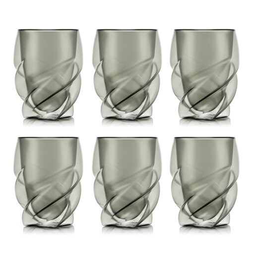 Bodum PAVINA PARIS Double Walled Glasses - 270ml, Transparent Gray, Pack of 6