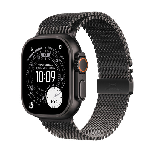 Apple Watch Ultra 3 GPS + Cellular 49mm Black Titanium Case with Black Milanese Loop - Medium