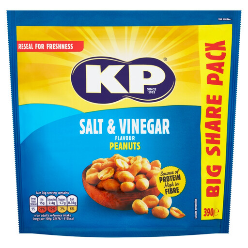 KP Snacks Salt & Vinegar Peanuts 390g bag