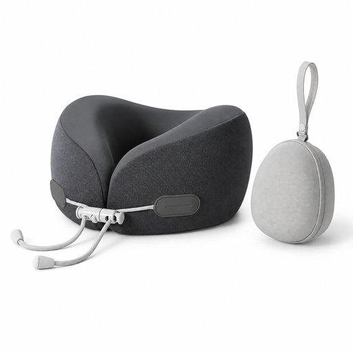 VoxorAI Dark Grey Memory Foam Travel Neck Pillow