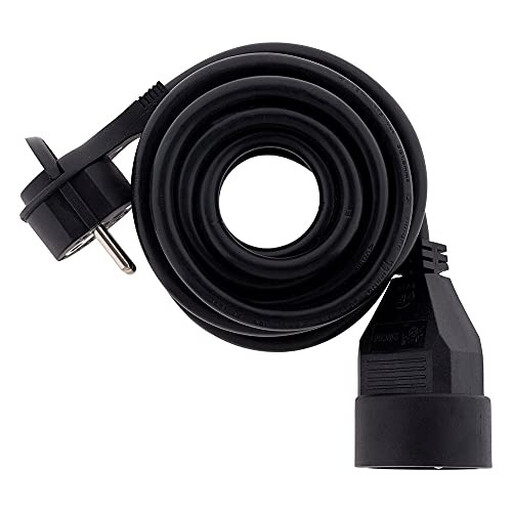 Zenitech Extension Cable 16A 2P+T HO5VV-F 3G1.5 Black 3 m with Extendible Plug