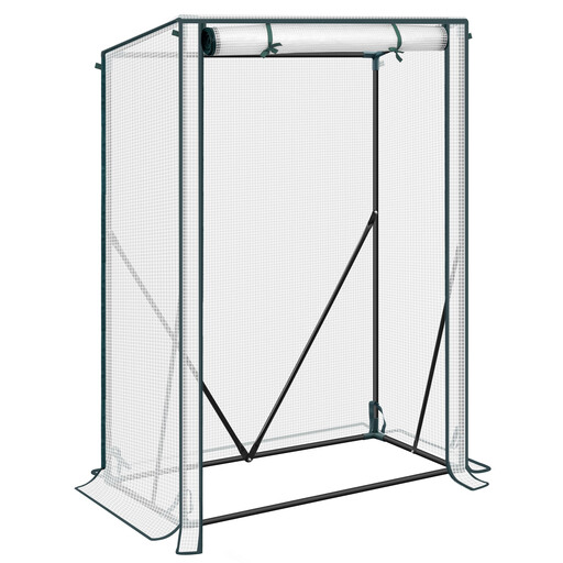 Woltu Green Garden Greenhouse For Plants, Tomato Greenhouse, With Tear-Resistant Waterproof PE Fabric With Roll-Up Door, 100x50x150/136cm, White