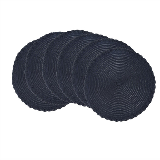 White Label Ronde Polyester Placemats Zwart