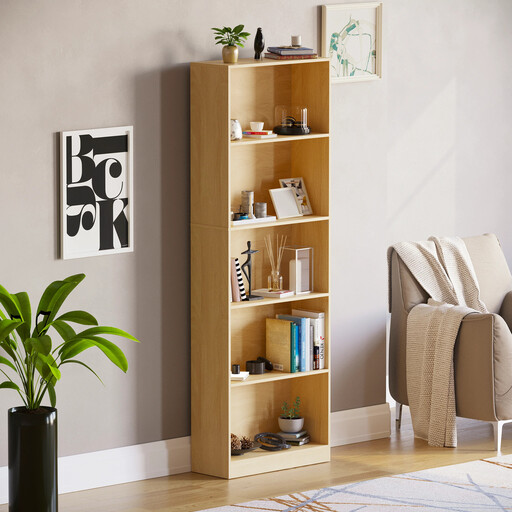 Vida Designs Bookcase Cambridge 5 Shelves Oak Effect Extra Large