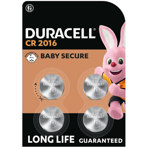 Piles bouton lithium 3V Duracell CR2016 (lot de 4)