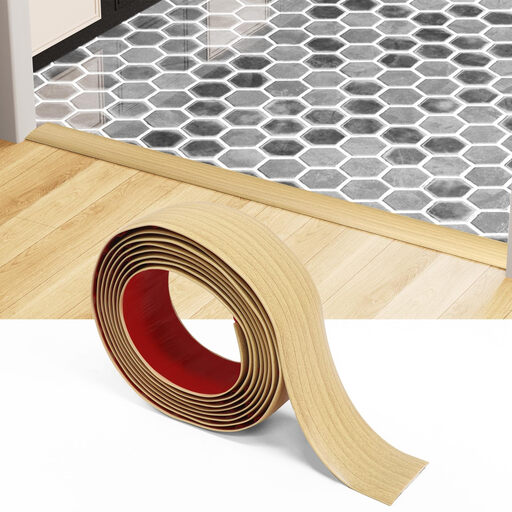 Self-Adhesive Vinyl Floor Transition Strip - 304 x 4 x 0.3 cm, Aspen Yellow