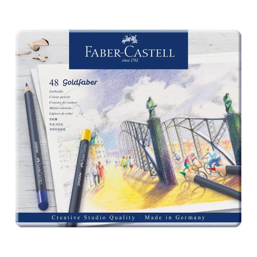 Faber-Castell Coloured Pencils in a Metal Tin, 48-Piece Set