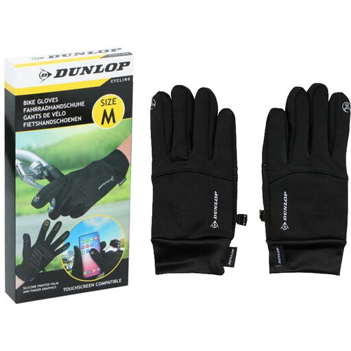 Dunlop Cycling Gloves - Touchscreen, Size M, Black