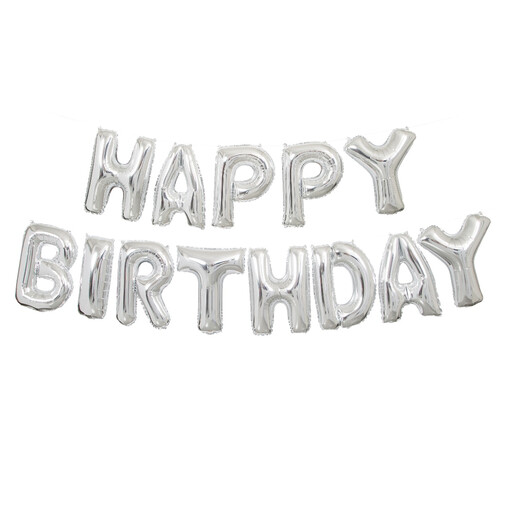 Unique Party Birthday Balloon Banner Kit, Silver