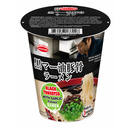 ACECOOK IPPIN INSTANT NOODLES IN CUP BLACK TONKOTSU 73G