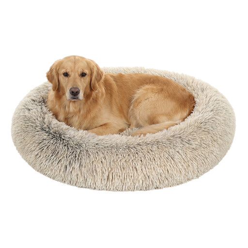 Ochama Fluffy Dog Bed, Cat Bed, Doughnut Cushion, Washable, 90 cm