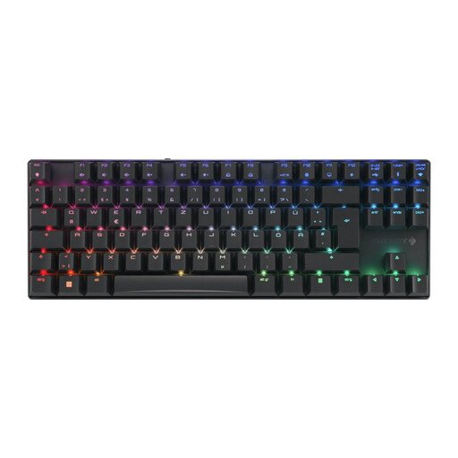 CHERRY MX 8.2 TKL 无线游戏键盘，Tenkeyless 铝合金框架，MX2A 红轴，三模连接，RGB 背光，德语配列，黑色