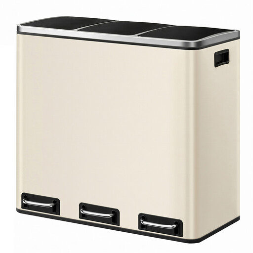 JOYFURNOS Sand Beige Triple Recycling Bin – 3 x 18 L