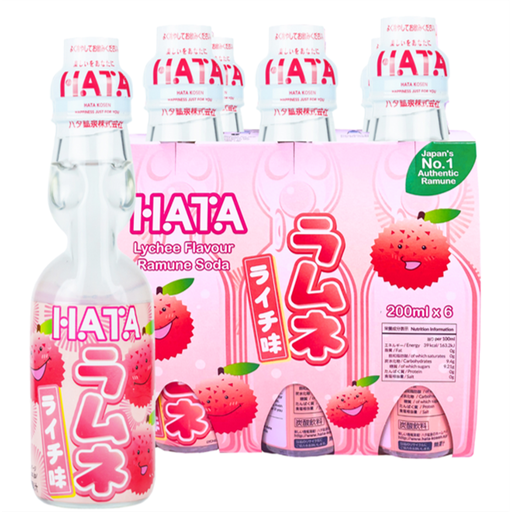 Hata Kosen Ramune Lychee 200ml x 6 Pack