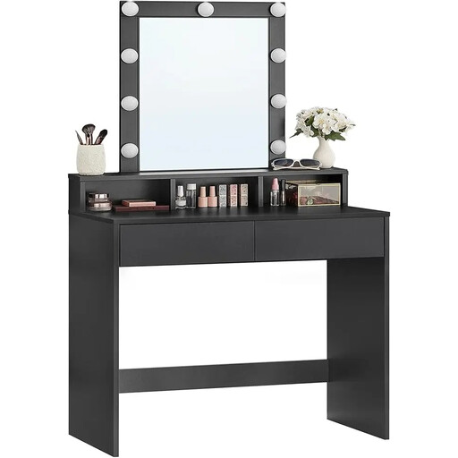 Coiffeuse JOYFURNOS avec ?clairage LED, Moderne Noir