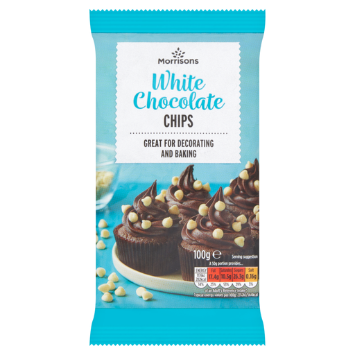 Morrisons White Chocolate Chips 100g pack