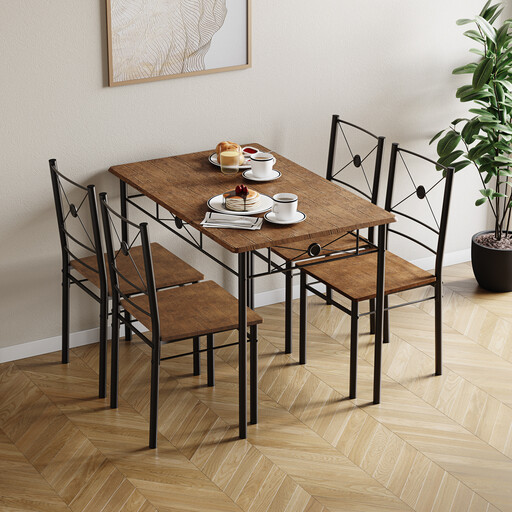 Vida Designs Roslyn 4 Seater Dining Set, Dark Wood