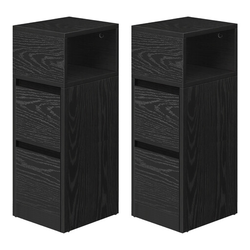 Ochama Set of 2 Narrow Side Tables with 2 Drawers