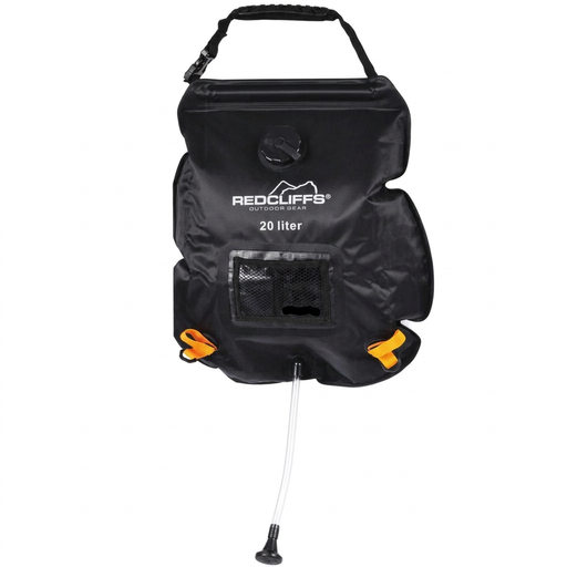 Camping Shower Bag with Shower Head, 20 Liters, Black