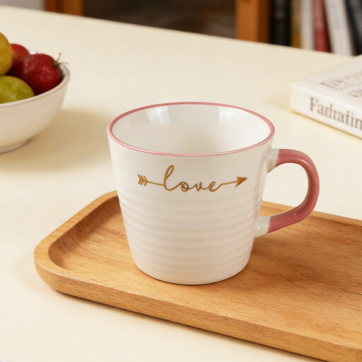 Set of 2 “Love” and “Laugh” Ceramic Mugs