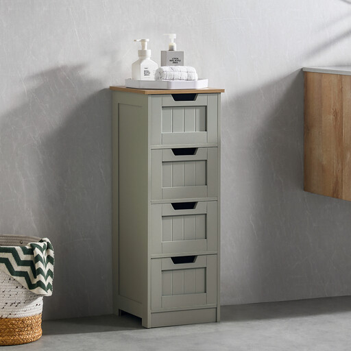 Bath Vida Priano 4 Drawer Unit in Dove Grey/Oak