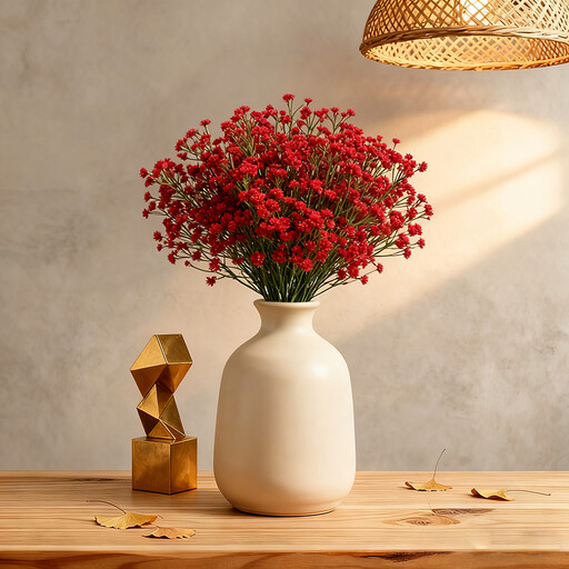 Wei's Moment 5Pcs Artificial Flowers, Fake Flowers Silk Plastic Artificial Gypsophila