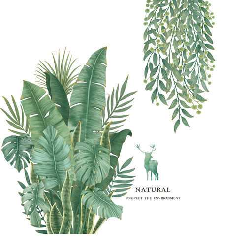 2Set Stickers Muraux Vert Nature