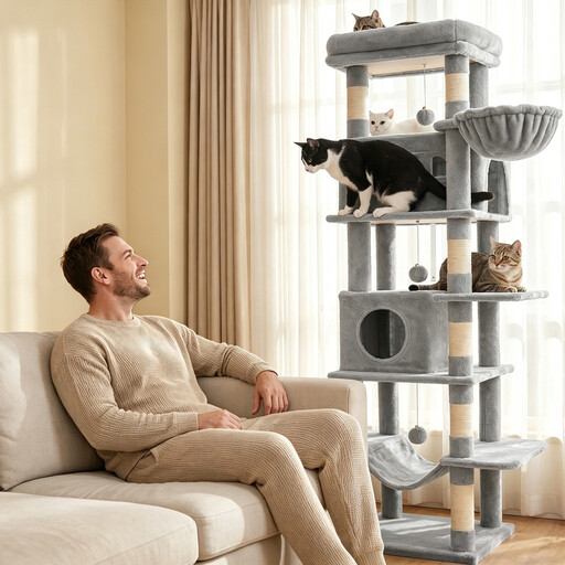 Reinforced Cat Tree with 8 Natural Sisal Posts