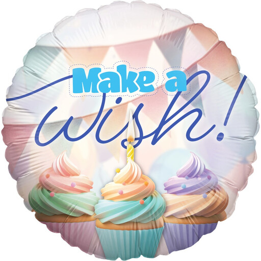 Party Factory Party Casa Happy Birthday Make a Wish Round Pastel Foil Balloon, 45 cm, Helium-Ready