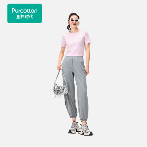 T-shirt col rond antibactérien pour femme Purcotton - Rose d'eau