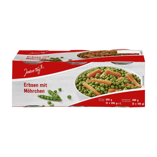 Jeden Tag Fine Peas with Carrots 3x200g