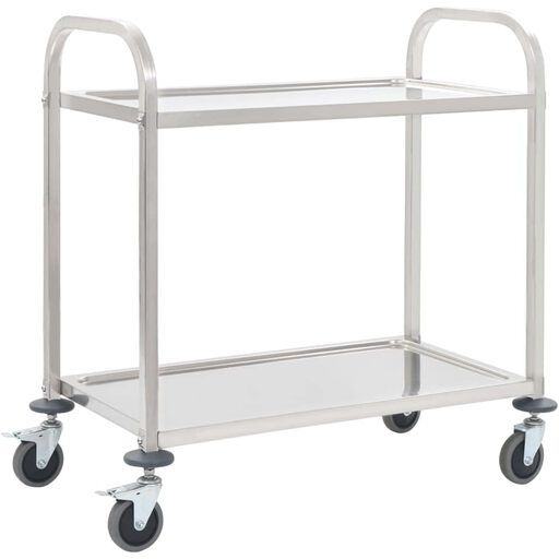 VidaXL Kitchen Trolley - Stainless Steel, 95 x 45 x 83.5cm