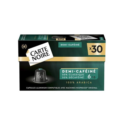 Carte Noire Nespresso Demi Compatible Decaf 无咖啡因兼容胶囊，30 粒
