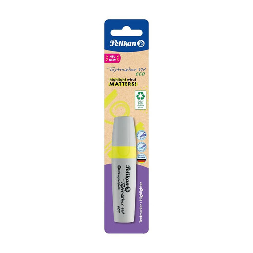 Pelikan Highlighter 490 Eco, Neon Yellow, 1 Piece on Blister Card