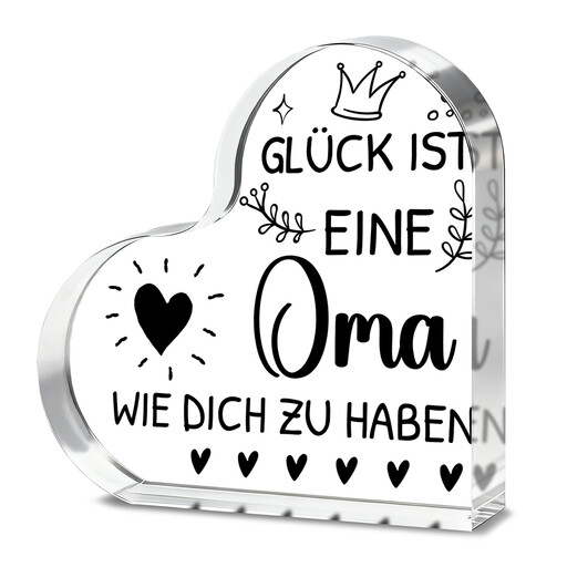 Alphynix Herz-Acrylplakette für die Oma mit Blumenmotiv
