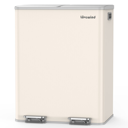 Kitchen Trash Can, 60L(2 x 30 L) Stainless Steel