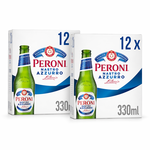 Peroni Nastro Azzurro Bottles 12x330ml (ABV 5%) - 24 Pack (12x2)