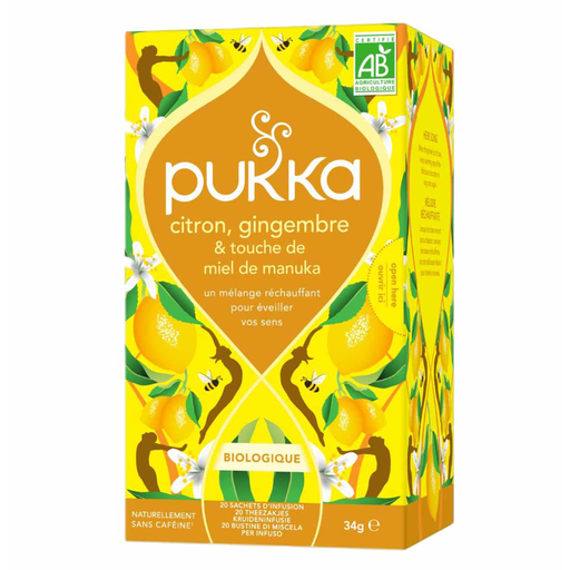 PUKKA Manuka Honey with Lemon & Ginger, box of 20 tea bags