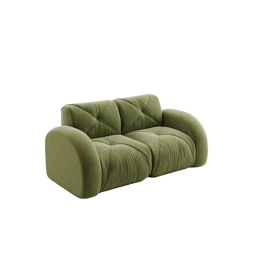 URBAN MEUBLE Frameless Modular Two-Seater Sofa — 204x95x76 cm — Green Chenille Fabric — High-Density Foam