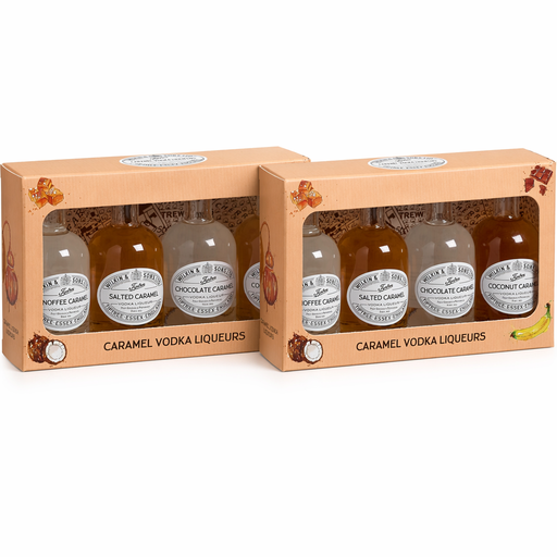 Pack of 2 - Miniature 4 Bottle Caramel Vodka Liqueurs Box 25% ABV 200ml
