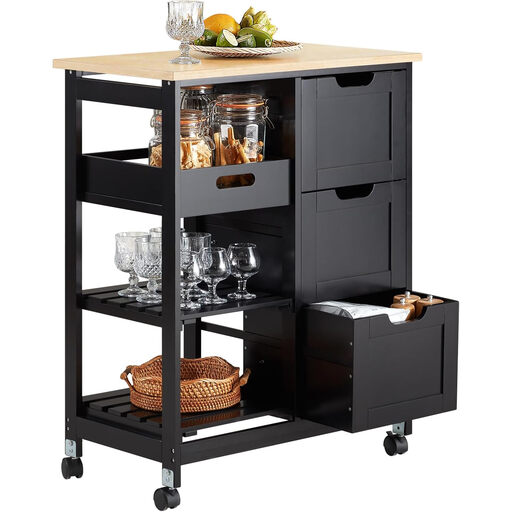 SoBuy FKW79-SCH Kitchen Cart in Black