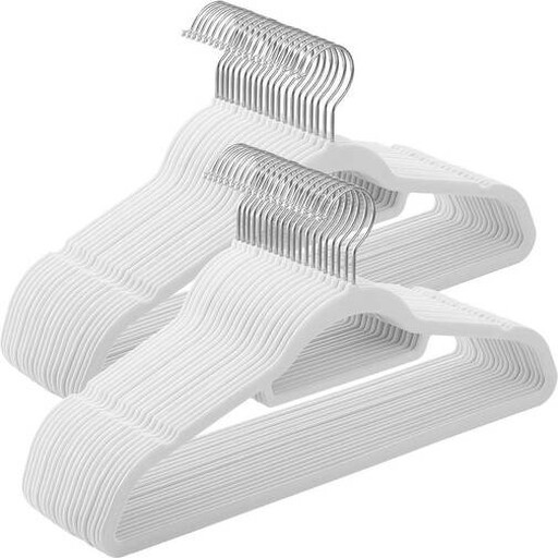 Velvet Hanger, 50 pack, in silver and white