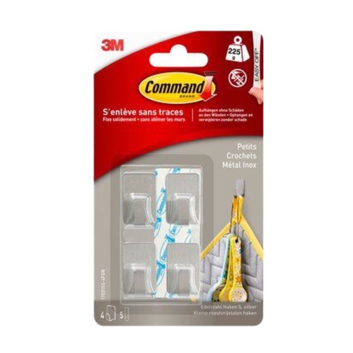 Command Decorative Stainless Steel Metal Hook Small