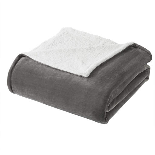 WOLTU Fluffy Sherpa Blanket, Warm Fleece Blanket Oeko-TEX Certified, XL Soft Throw Blanket for Couch and Sofa, 150x200 cm Grey
