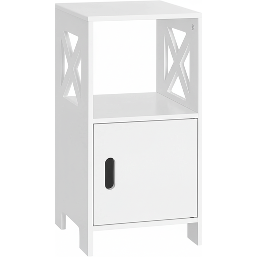 Woltu Set of 2 Narrow White Bedside Tables with Shelf and Door